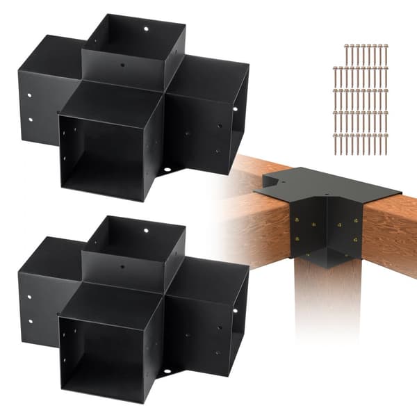 Pergola Bracket Kit 152x152mm, 2st 4-vägs kraftiga hörnbeslag för DIY, enkel installation för träbalkar och pergolor.