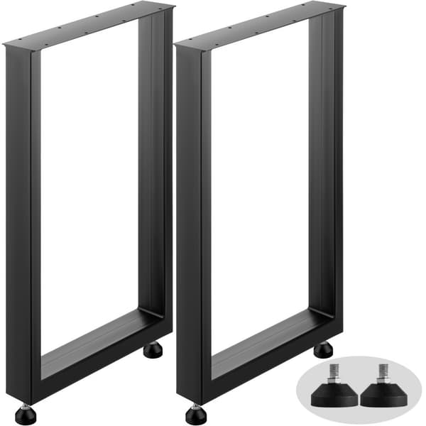 Svart metall bordsben set, 2 st. 28x23 tum, matbord, kontor, dator, stålbänksben i lantlig stil. Gör-det-själv-möbler.