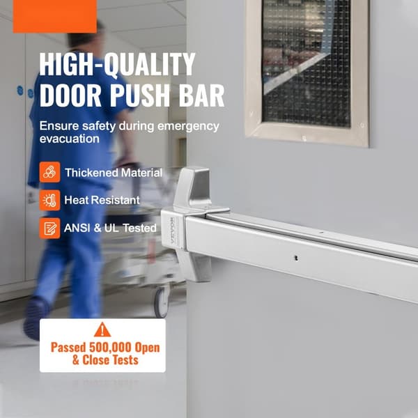 Push Bar Dörrlås, Kolstål Panic Bars för utgångsdörrar, med spak och 3 nycklar, för vänster- och högerhänta dörrar.