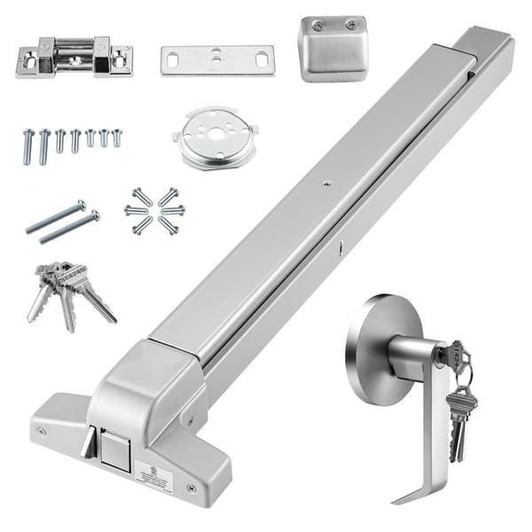 Push Bar Dörrlås, Kolstål Panic Bars för utgångsdörrar, med spak och 3 nycklar, för vänster- och högerhänta dörrar.