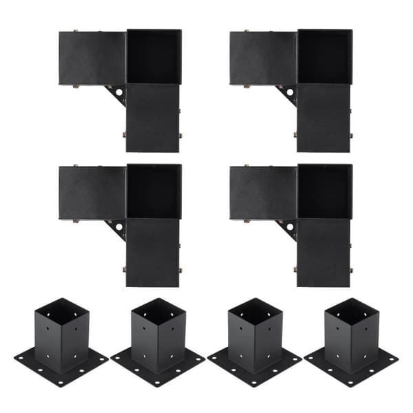 Pergola Kiinnikesarja 101,6 x 101,6 mm, 8 kpl, kestävä kulmakiinnike puupalkkien asentamiseen huvimajaan ja patioon.