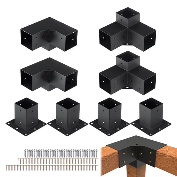 Pergola Kiinnikesarja 101,6 x 101,6 mm, 8 kpl, kestävä kulmakiinnike puupalkkien asentamiseen huvimajaan ja patioon.