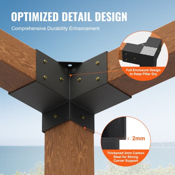 Pergola kannatinsarja 101x101mm, 4 kpl Heavy Duty kulmakiinnike, helppo asentaa puupalkkeihin ulkotiloissa.