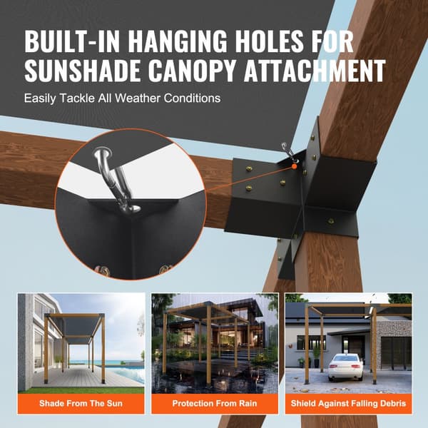 Pergola Beslag Kit 101x101mm, 2 stk 4-vejs Hjørnebeslag, Stærk konstruktion til DIY, Nem montering af træ til lysthuse og havemøbler.
