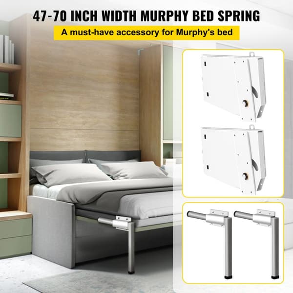 Murphy-kiinnitysseinäjouset, Heavy Duty -tukilaitteisto DIY-sarjalle King/Queen-vuoteeseen, valkoinen.