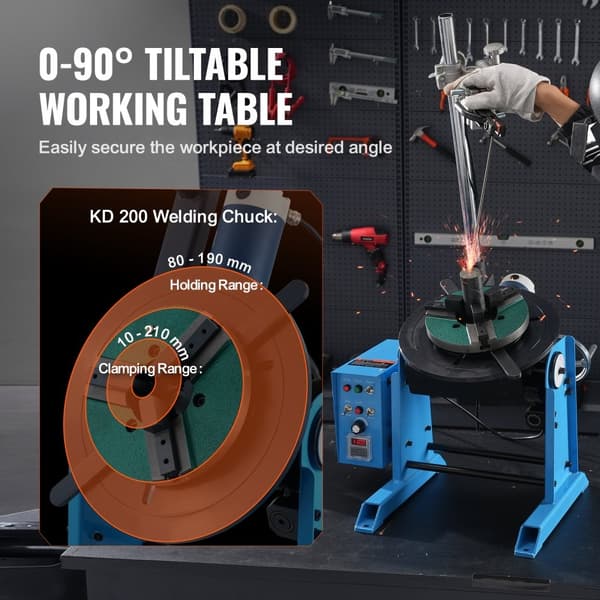 50KG Roterende svejsepositioner 0-90° - Positioneringsdrejebord med justerbar hastighed 0,5-6RPM. Effektiv og præcis!