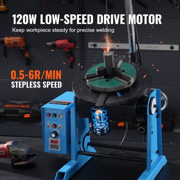 50KG Roterende svejsepositioner 0-90° - Positioneringsdrejebord med justerbar hastighed 0,5-6RPM. Effektiv og præcis!