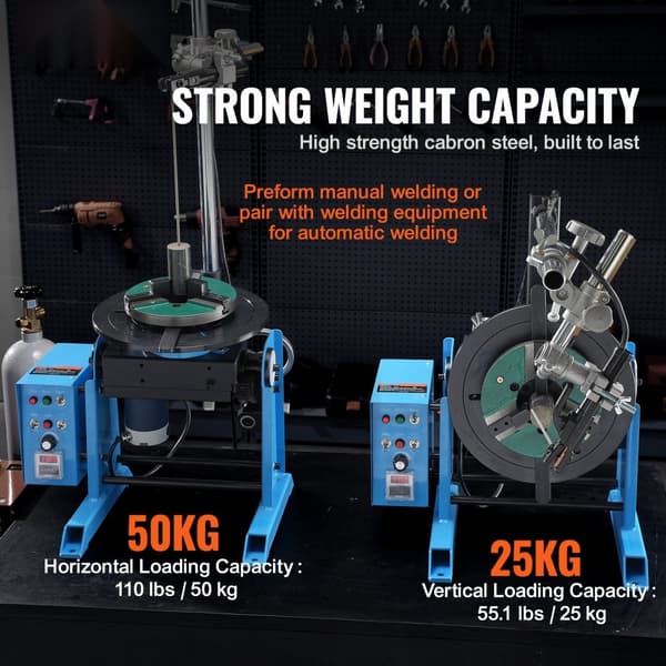 50KG Roterende svejsepositioner 0-90° - Positioneringsdrejebord med justerbar hastighed 0,5-6RPM. Effektiv og præcis!
