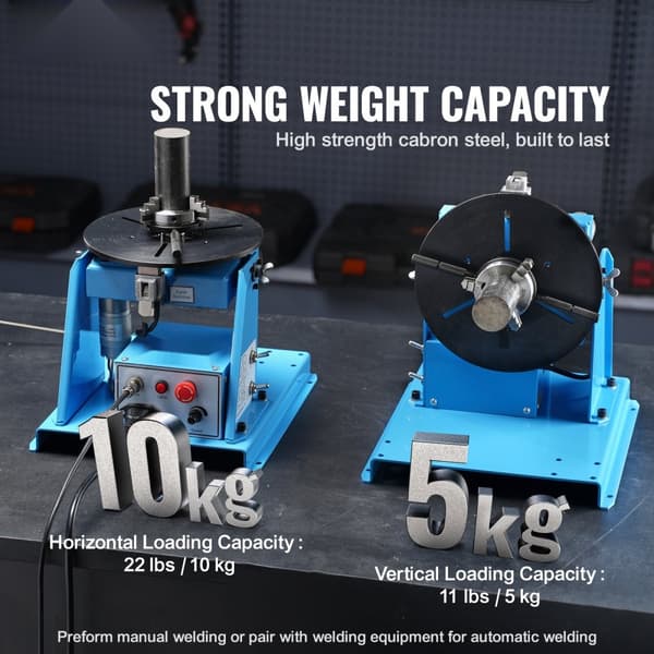 10KG Roterende svejsepositioner 0-90° - Drejeskive med bord, justerbart fra 1-12RPM for præcis positionering.