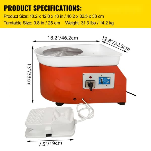Sähköinen keramiikkapyörä 25 cm, 280 W - täydellinen DIY-työkalusarja savi- ja keramiikkatöihin.
