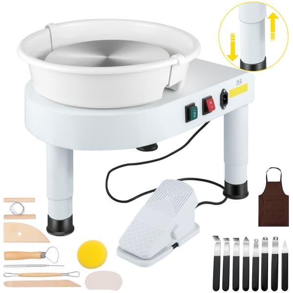 Keramikhjul, 11-tums keramisk maskin, 0-300 rpm, justerbara lyftben 0-7,8 tum, avtagbar fotpedal, skulpturverktyg DIY 220V.