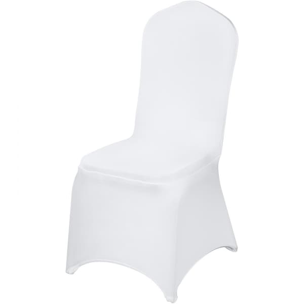 50 stk. Stolebetræk til Bryllup - Hvid Spandex, Strækstof, Aftageligt og Vaskbart. Perfekte slipcovers til banketter og ceremonier (Flad, 50 STK)