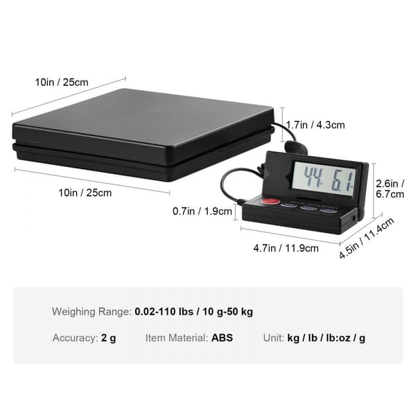Forsendelsesvægt Digital postvægt 110 lbs x 0,07 oz. AC/DC Paket LCD-display.
