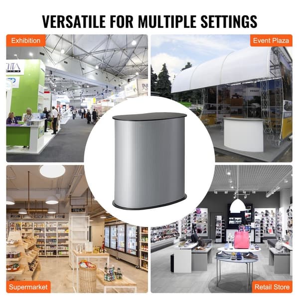Kannettava messupöytä, 35,43" x 19,29" x 37,01", taitettava myyntibaaripöytä pop-up-tapahtumiin kantokassilla.