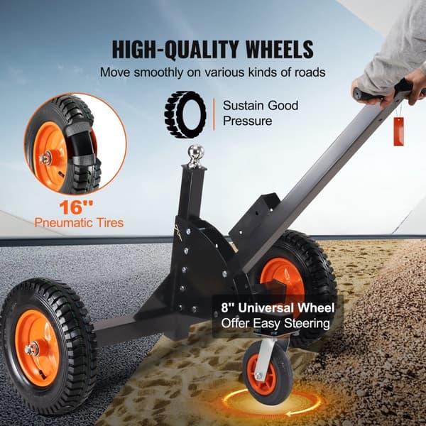 Justerbar trailer dolly, 1500 lbs kapacitet, 2-i-1 trailer mover med justerbar højde (23,6''-35,4''), pneumatiske dæk og universalkompatible