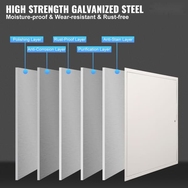 Åtkomstpanel för gips och tak, 24x24 tum, förstärkt dörr, stålvägghålskåpa, lättinstallerad, avtagbar panel för kablar, silver.