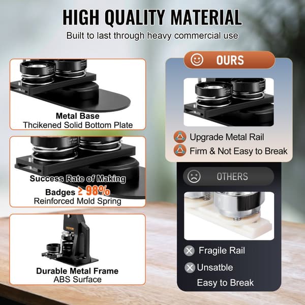 Button Maker Maskin Badgemaskin 1"+2,25" Presskit för 500 gratisdelar