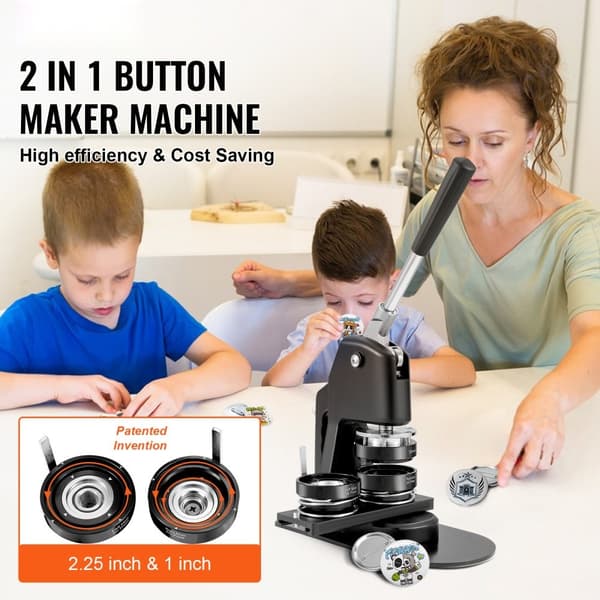 Button Maker Maskin Badgemaskin 1"+2,25" Presskit för 500 gratisdelar