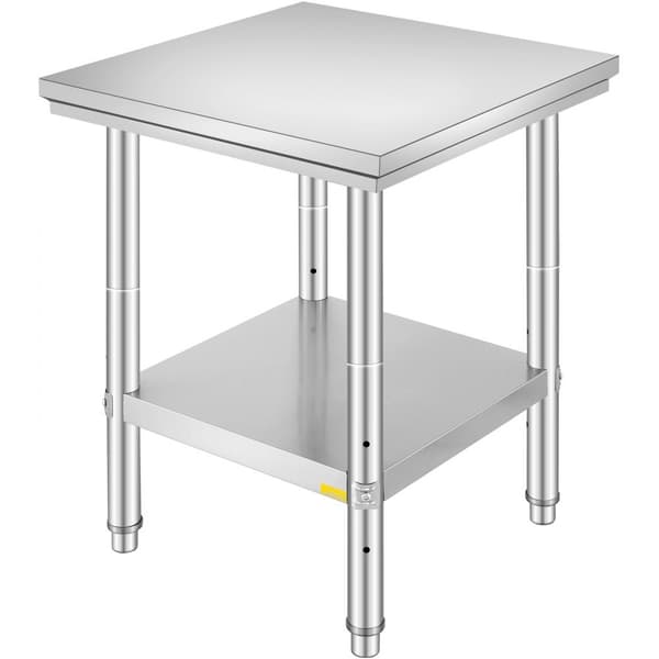Arbejdets bord 60x60x80 cm i rustfrit stål til kommercielt køkken med nederste hylde. Ideelt til restaurantbrug og forberedelse.