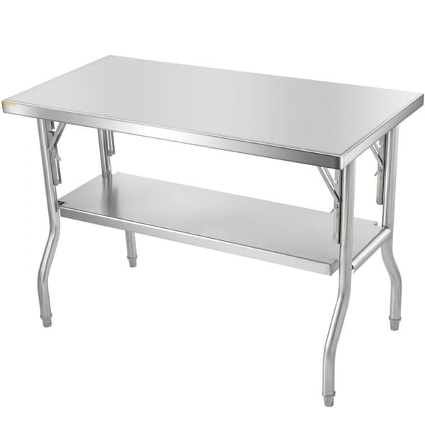 Kestävä 48"x24" taitettava kaupallinen työpöytä, ruostumattomasta teräksestä, 772 lbs, keittiön saari.