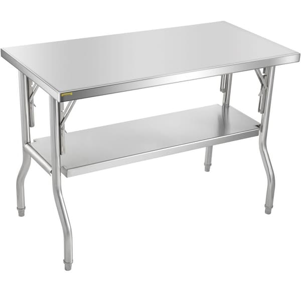 Kestävä 48"x24" taitettava kaupallinen työpöytä, ruostumattomasta teräksestä, 772 lbs, keittiön saari.