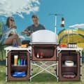 Miniatyrbild 8 av 9: Camping köksbord, hopfällbart matlagningsbord med förvaringsväska, aluminium, 3-skåp, vindruta, snabbinställning för picknick.