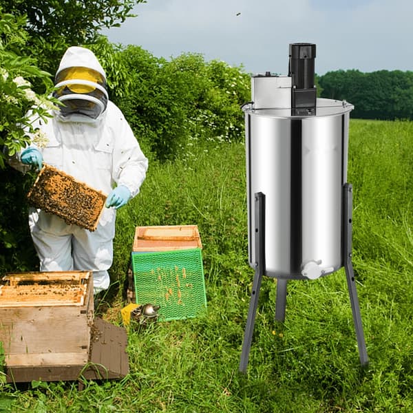 3 ram Elektrisk honungsextraktor Separator Rostfritt stål Biextraktor Bigårdscentrifugutrustning Honeycomb Spinner