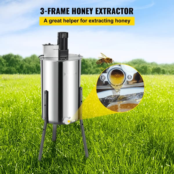 3 ram Elektrisk honungsextraktor Separator Rostfritt stål Biextraktor Bigårdscentrifugutrustning Honeycomb Spinner