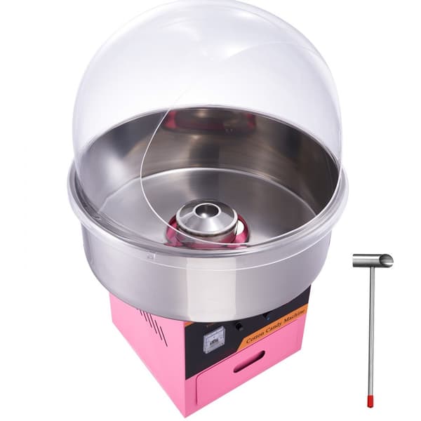 Kommersiell sockervaddsmaskin med lock, 1000W - Perfekt för fest och evenemang!