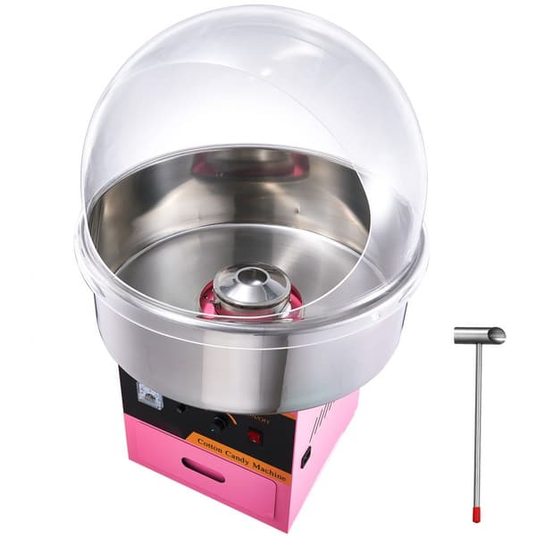 Kommersiell sockervaddsmaskin med lock, 1000W - Perfekt för fest och evenemang!