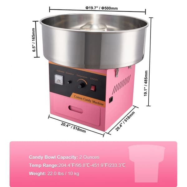 Kommersiell sockervaddsmaskin Sugar Floss Maker 1000W för fest, rosa.