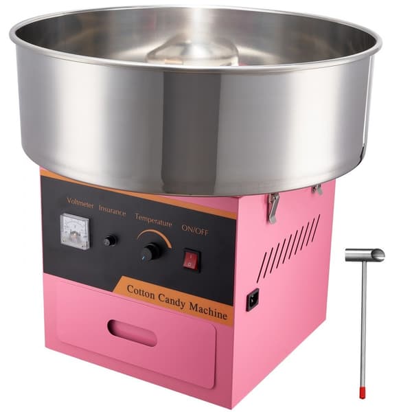 Kommersiell sockervaddsmaskin Sugar Floss Maker 1000W för fest, rosa.