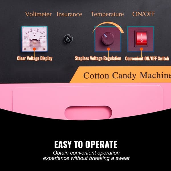 Candyflossmaskine til salg – Kommerciel sukkerspinnemaskine med vogn, 1000W, perfekt til fester!