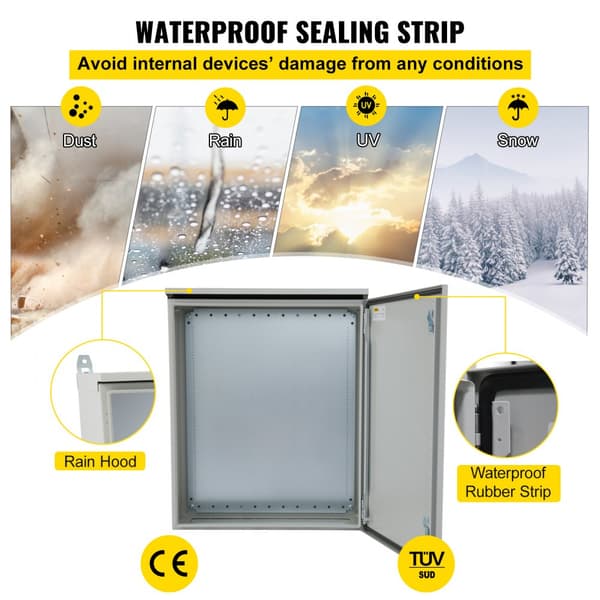 Elektrisk kapsling, 24'' x 24'' x 12'', UL-certifierad NEMA 4, IP65 vattentät och dammtät, kallvalsat kolstål.