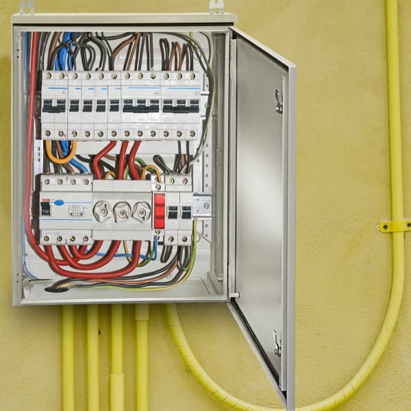 Elektrisk kabinet 28"x20"x8", UL-certificeret NEMA 4 udendørs, IP65 vandtæt & støvtæt, koldvalset stål, egnet til indendørs og udendørs brug.