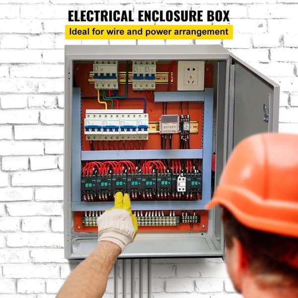 Elektrisk kabinet 28"x20"x8", UL-certificeret NEMA 4 udendørs, IP65 vandtæt & støvtæt, koldvalset stål, egnet til indendørs og udendørs brug.
