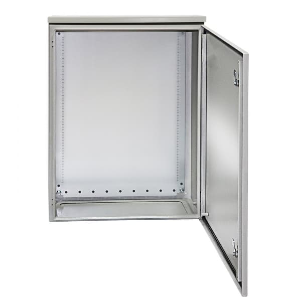 Elektrisk kabinet 28"x20"x8", UL-certificeret NEMA 4 udendørs, IP65 vandtæt & støvtæt, koldvalset stål, egnet til indendørs og udendørs brug.