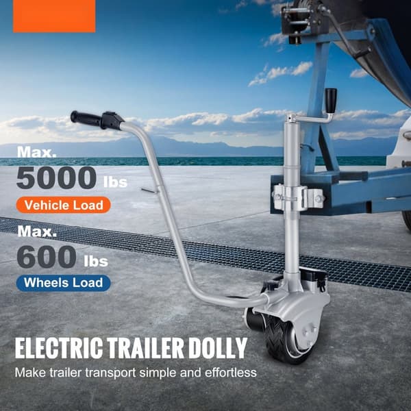 Elektrisk trailer dolly med 5000 lbs kapacitet. 350W motor, alsidig justerbar højde og 8'' gummihjul til nem transport af campingvogne.