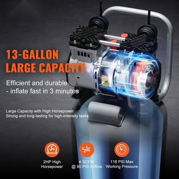 13 gallon luftkompressor 2HK 4 SCFM@90PSI Oljefri kompressor 116PSI