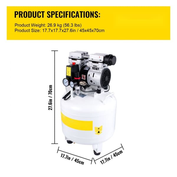 Pande-kempressor, 40L lodret tank, 1HK, oliefri, stille, 115PSI, 5.9CFM. Ideel til dækpumpe og luftværktøj.