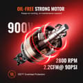 Miniatyrbild 2 av 9: Luftkompressor 2,1 gallon 900W 2,2 CFM@90PSI 70 dB Ultra tyst och oljefri.