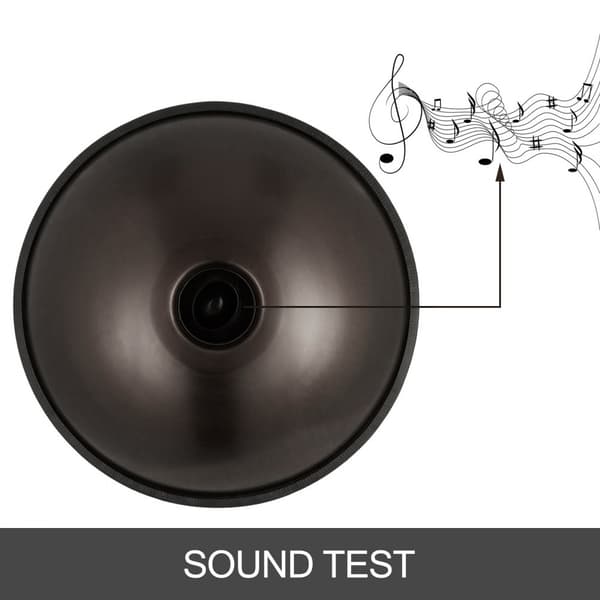Avancerad Handpan i D-moll 9 Noter Stålhandtrumma + Mjuk Handpanväska (22" (56cm), Brun (d moll) 9 Noter (d3 A Bb CDEFGA)