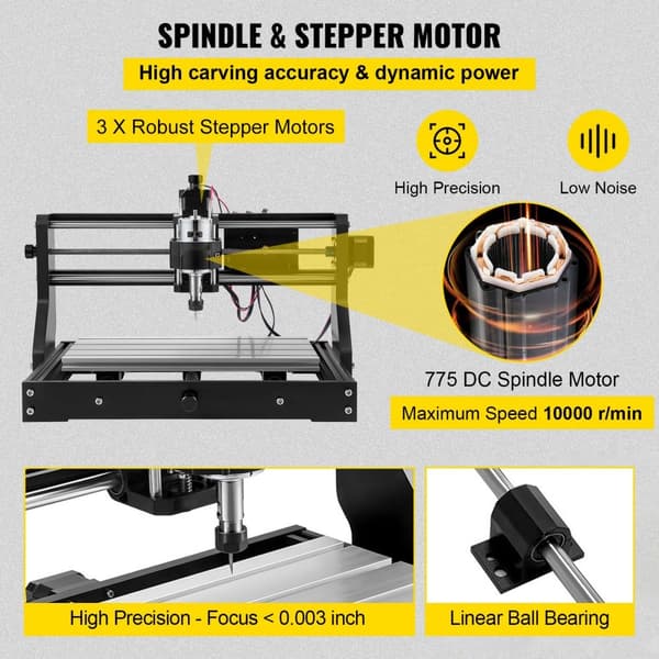 CNC 3018 Pro 300 × 180 × 45 mm GRBL-ohjattu mini kaiverruskone, 3-akselinen, muovi, akryyli, PVC ja puu.