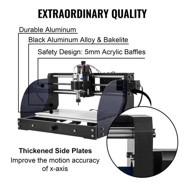Graveringsmaskine 300x180x45 mm CNC router 3018 Pro 15W laser, GRBL kontrol, 3-akset, offline-controller til plast, akryl, træ og PVC.
