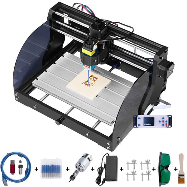 Graveringsmaskine 300x180x45 mm CNC router 3018 Pro 15W laser, GRBL kontrol, 3-akset, offline-controller til plast, akryl, træ og PVC.