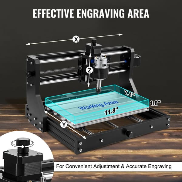 CNC 3018 Pro 15W CNC-maskine med GRBL-kontrol, 3 akser, lasergraver til skæring og fræsning af plastik, akryl, PVC og træ.