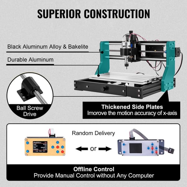 CNC 3018 Pro 15W CNC-maskine med GRBL-kontrol, 3 akser, lasergraver til skæring og fræsning af plastik, akryl, PVC og træ.