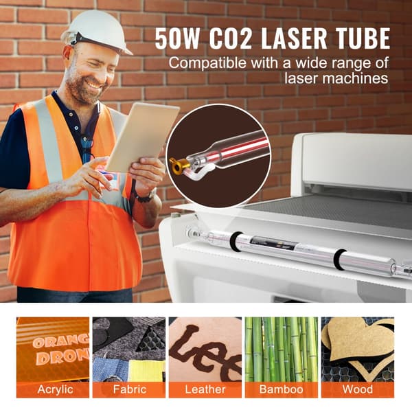 Laserrør 50W CO2, 850 mm langt, 50 mm i diameter til lasermaskine. Effektiv og præcis skæring!