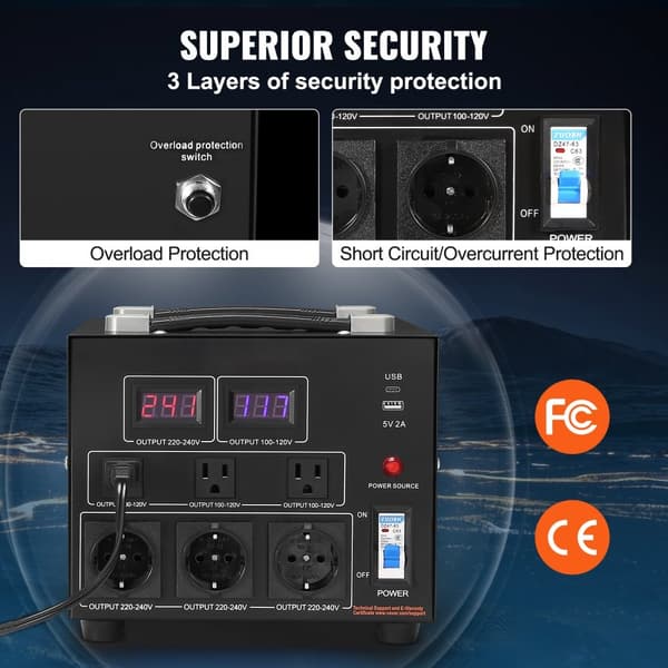 3000W Spänningsomvandlare Transformator Steg Upp/Ned 220V-110V / 110V-220V CE Godkänd