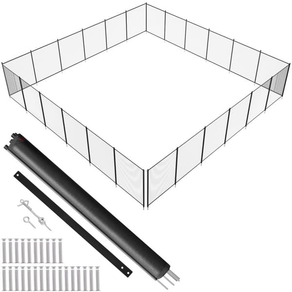 Poolhegn, 4 x 72 FT hegn til nedgravede pooler, aftageligt børnesikkert hegn, nem installation, 340g Teslin PVC mesh beskytter børn og kæledyr.